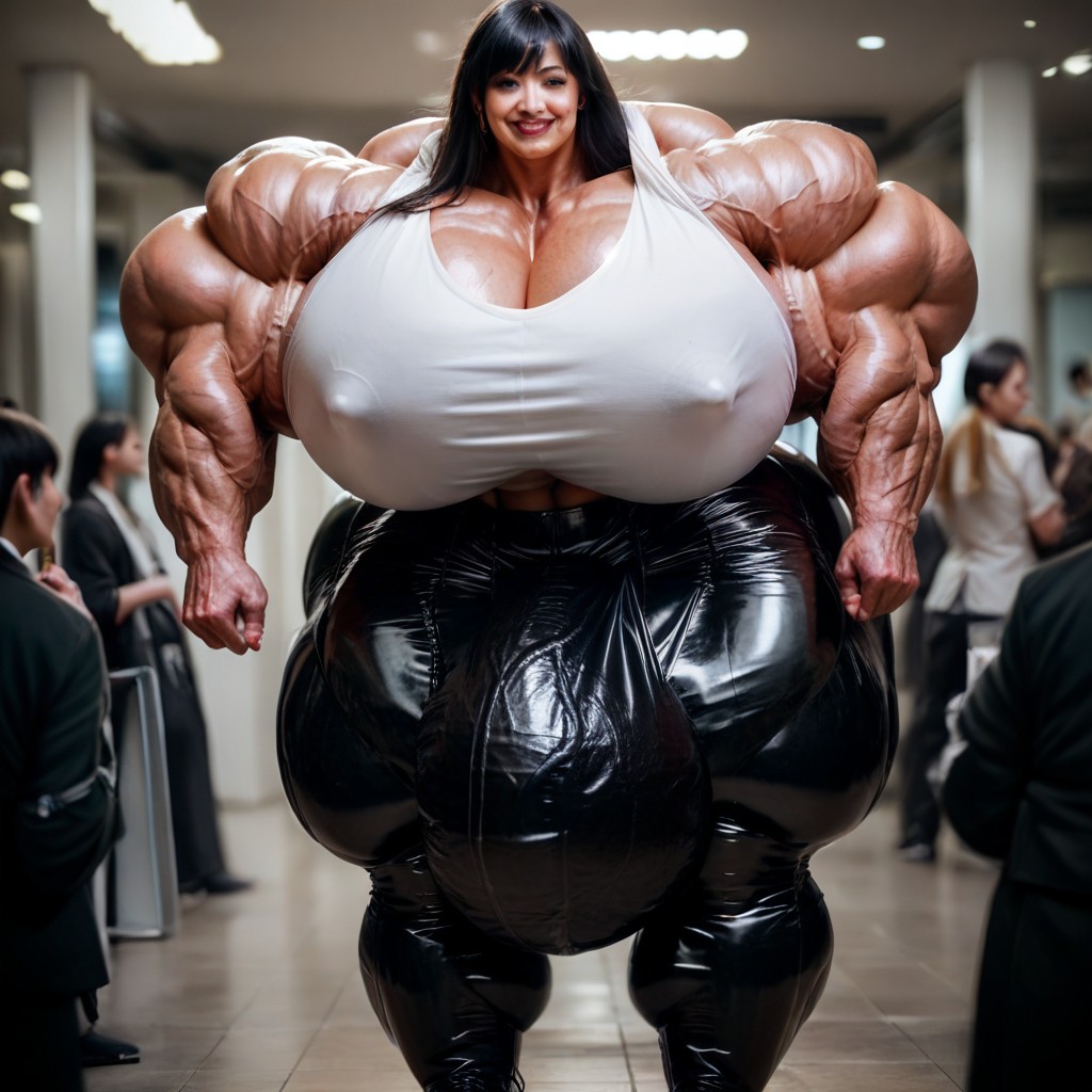 Hyper Gigantic Penis, Black Eyes, Office Room Shemale AI Porn
