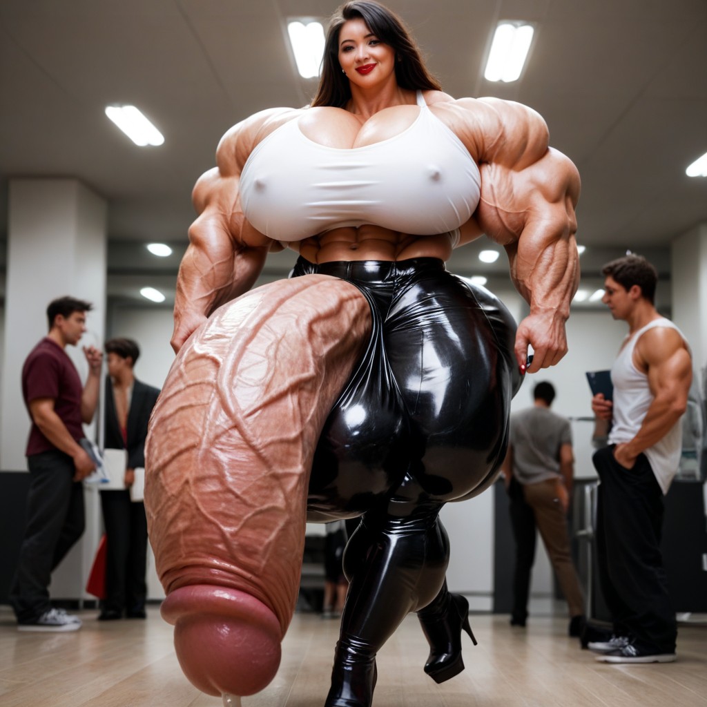 Office Room, 50+, Hyper Gigantic Huge Testicles Shemale AI Porn