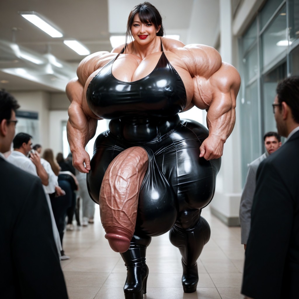 Hyper Huge Muscles, Hyper Large Muscles, Front View Shemale AI Porn