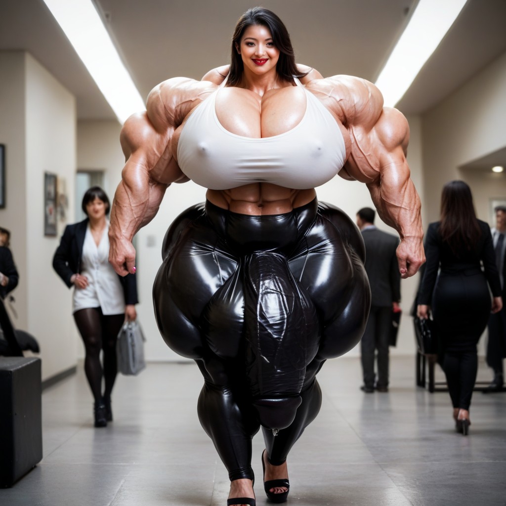 Front View, Heels, Hyper Gigantic Massive Penis Shemale AI Porn