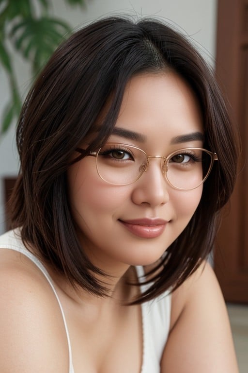 Close Up Face Tempting Chubby Cheeks Wearing Glasses, 望向觀眾, 20+AI獸人黃片