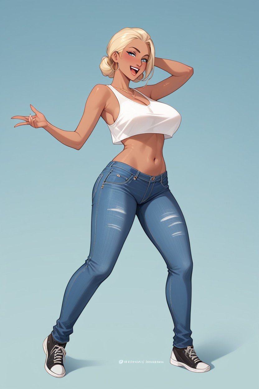 Full Body, Jeans, Embarrassed  AI Porn