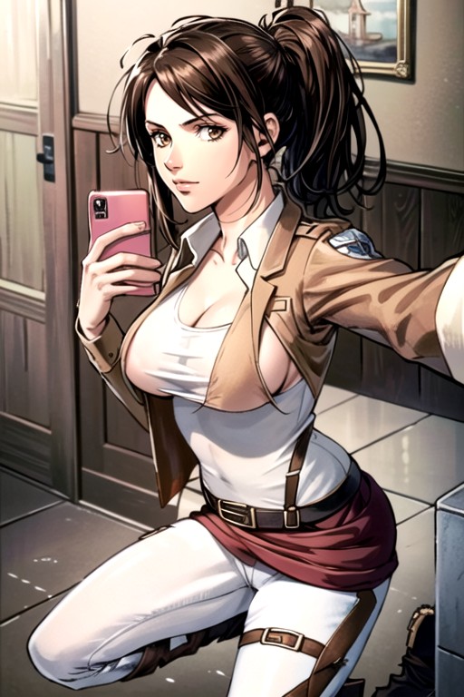 Sasha Braus (attack On Titan), Selfie, Decote Hentai IA pornografia