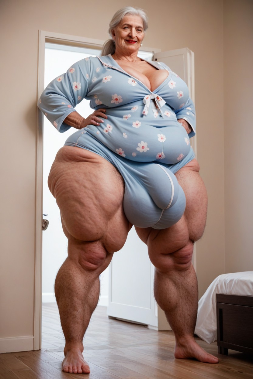 60+, Ponytail, Floral Onesie Shemale AI Porn