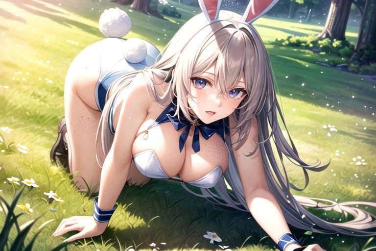 Rounded Breast, Bunny Costume, Meadow Hentai AI Porn