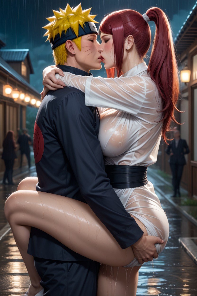 Kissing, Roupas Abertas, Uzumaki Kushina Pornografia de IA