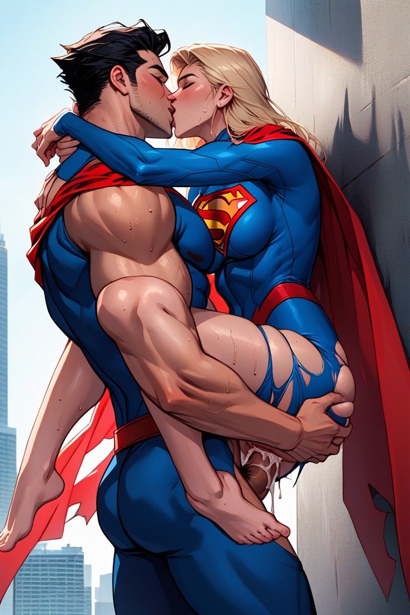 Superman Fucking Kara Zor El Super, 汗だく, Superman CostumeAIポルノ