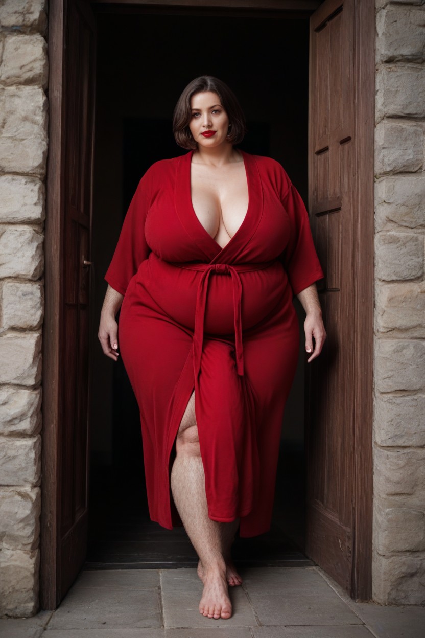 Gigantic, Front View, Red Satan Robe Shemale AI Porn
