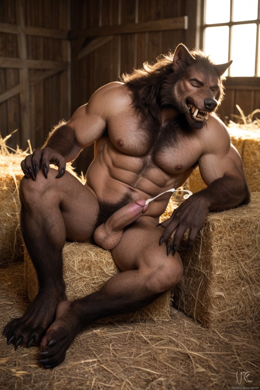 Rétroéclairage, Lots Of Body Hair And Fur, A Dslr Full Hd Photograph Of A Werewolf Porno IA Gay