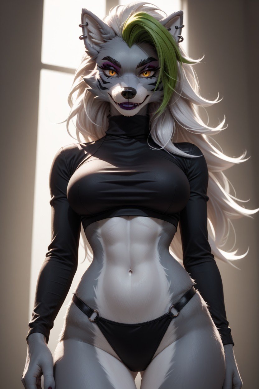 Furry, 站立, Black Turtleneck TopAI黄片