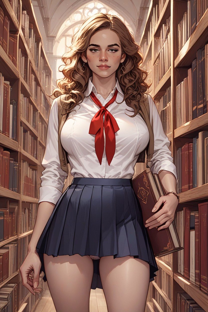 Pechos Pequeños, Biblioteca, Hermione GrangerPorno AI