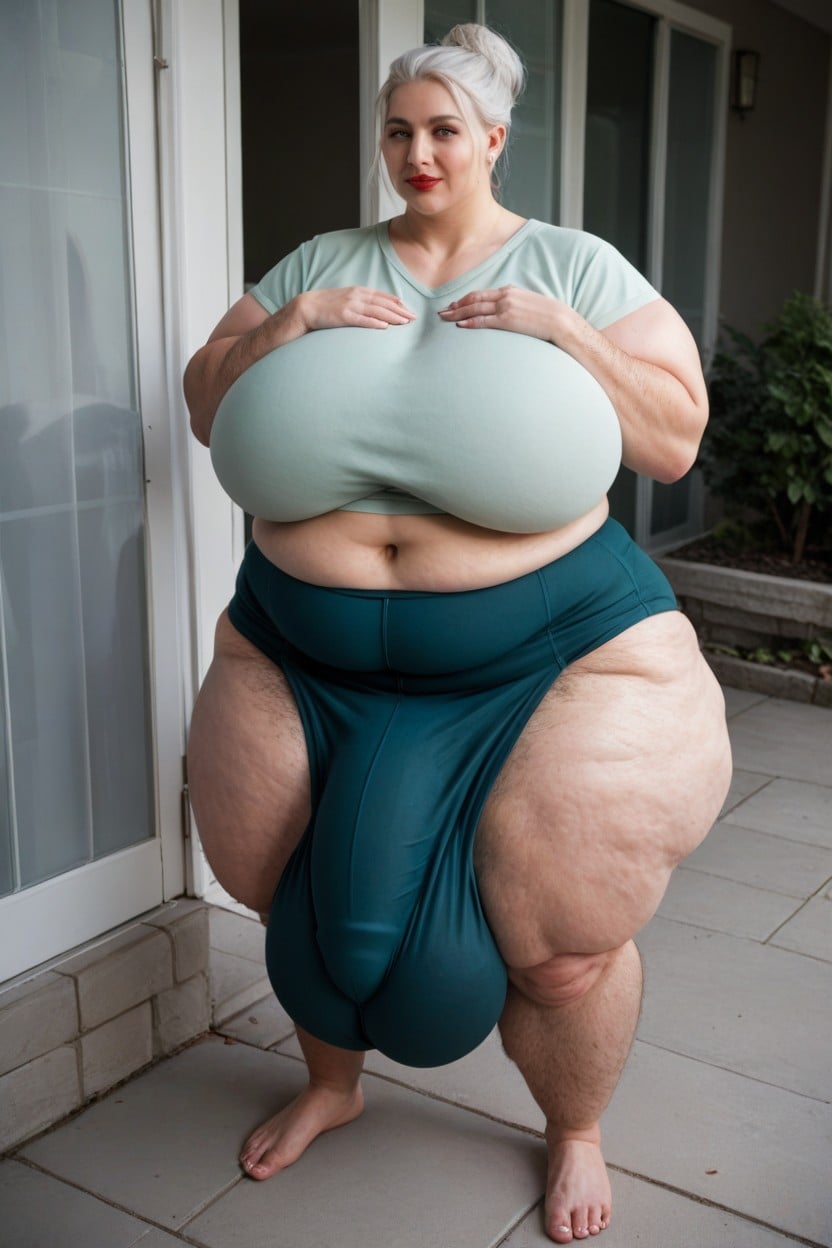 Standing Outside Front Door, Oversized T-shirt, Fully Clothed Shemale AI Porn