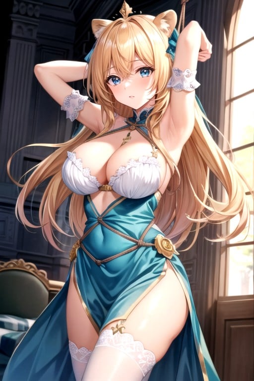 Lion Head Shoulder Armor, French Palace, Large BreastPorno AI