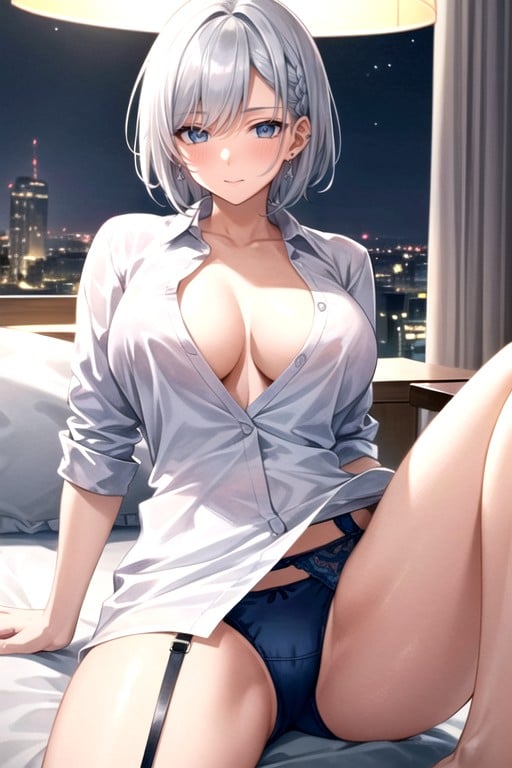 Upturned Eyes, Earing, Hotel Hentai AI Porn