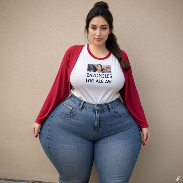 Full Body Shot, Bottom Heavy Hourglass Shape, Wide Hips Shemale AI Porn