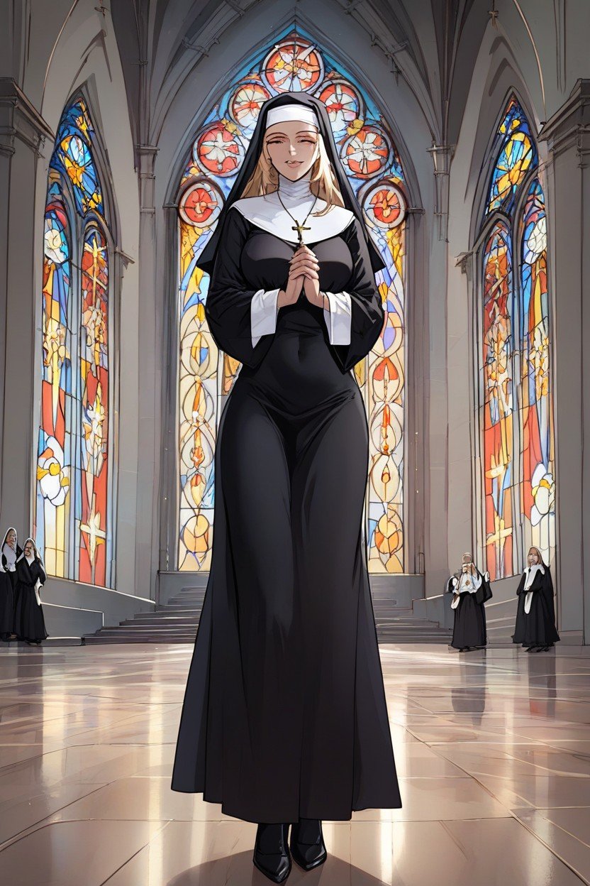 Nun, Blonde Hair, Medium Breast Hentai AI Porn