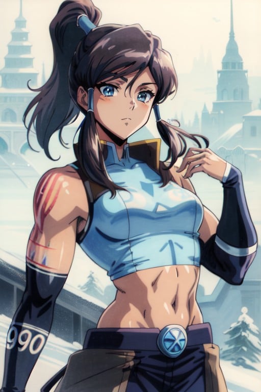 Nylon Gloves, Freckles, Wearing A Puffy Sleeveless Winter Jacket Hentai AI Porn