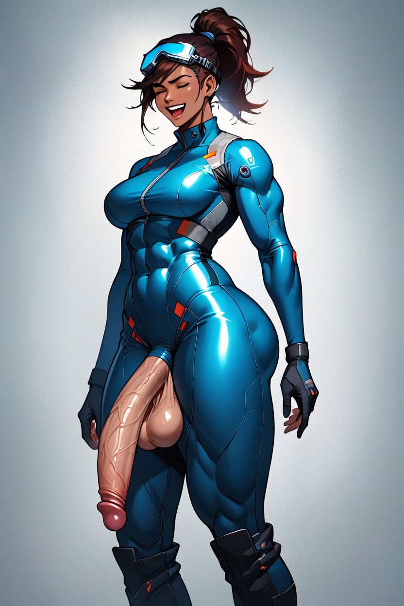 Black Ponytail, Long Penis, Exaggerated Shelf Like Butt Shemale AI Porn