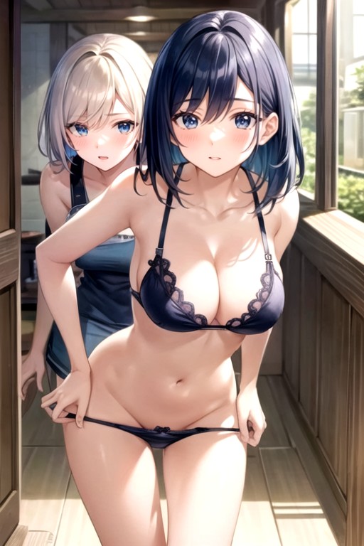 Bajando Las Bragas, Pelo Azul, BikiniPorno AI Hentai