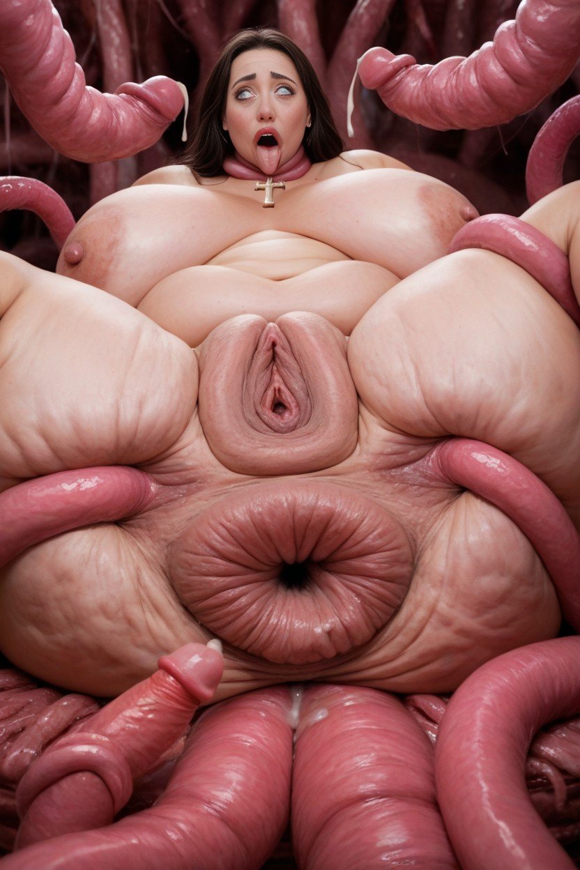 Enormous Cellulite, Pimk Temtacle In Pussy, Pink Tentacle Groping Breast Pornografia de IA