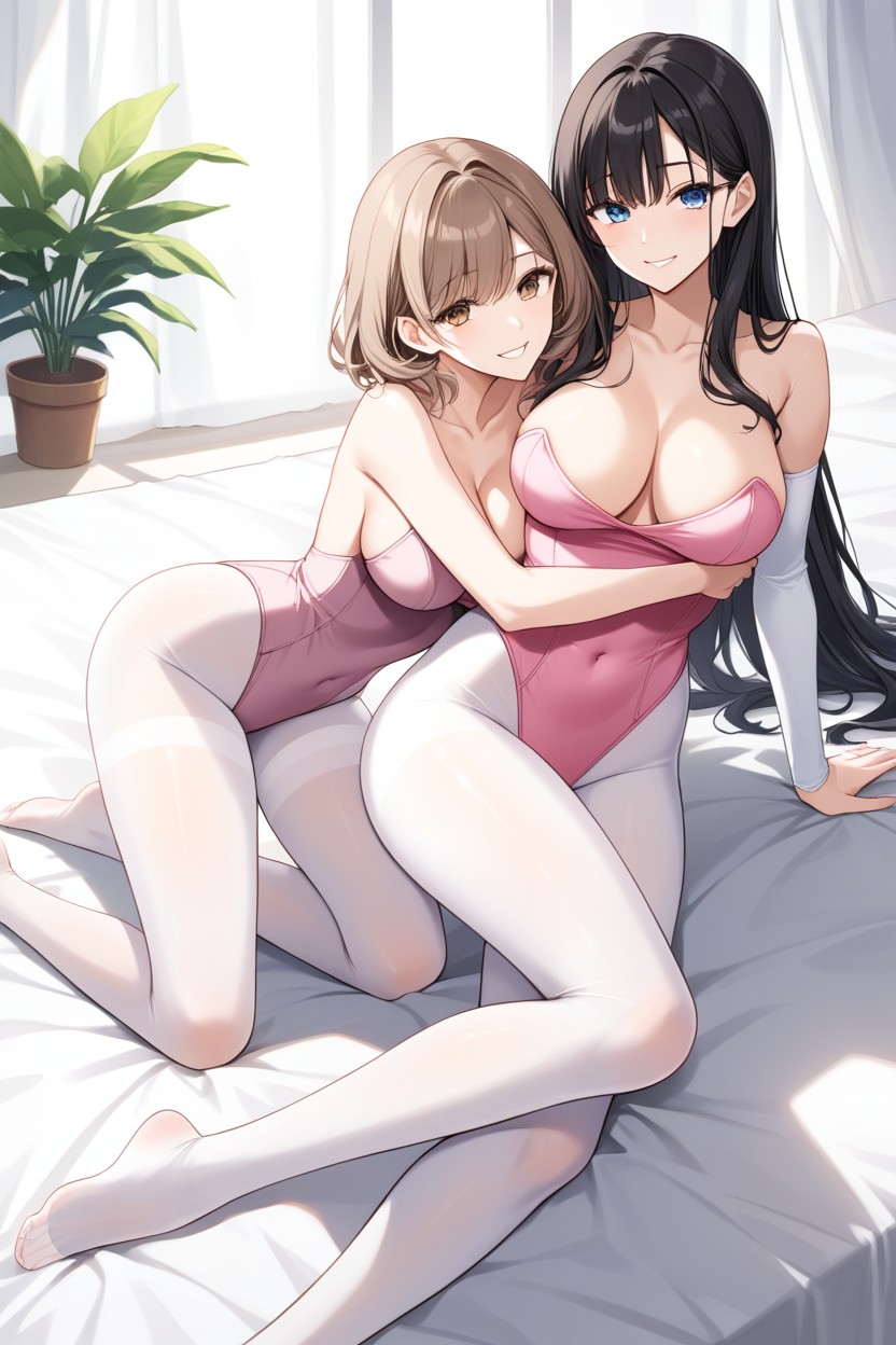 Medium Perky Breasts, Beautiful Feet Legs, Black Ballet Slippers Hentai AI Porn