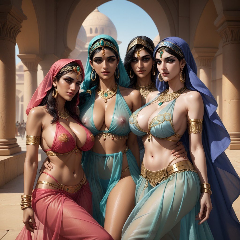 Arabian Harem, Transparent Clothing, Harém Pornografia de IA