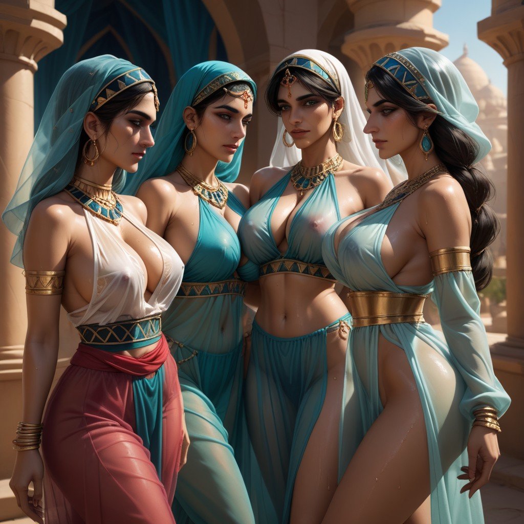 ハーレム, Arabian Harem, Transparent ClothingAIポルノ