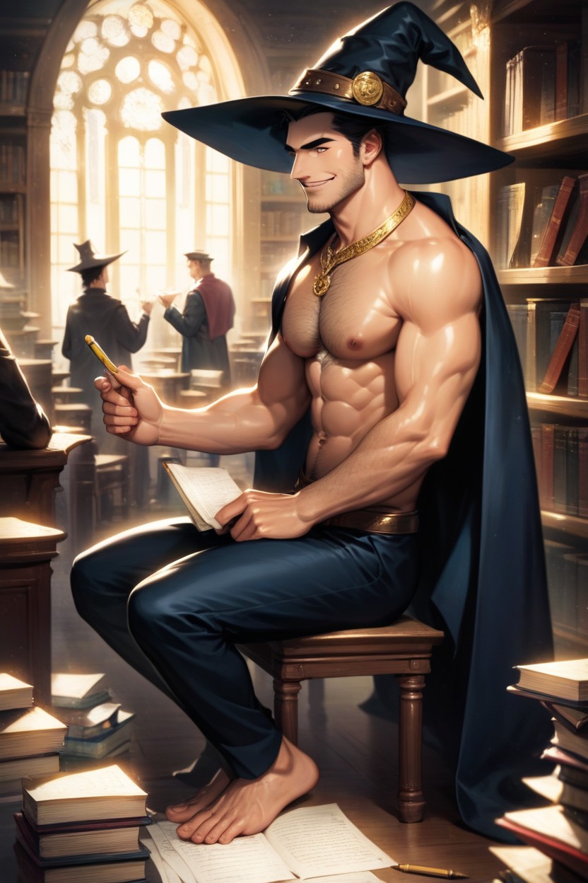 Sorcerer, Smirk, Full Body AI Gay Porn