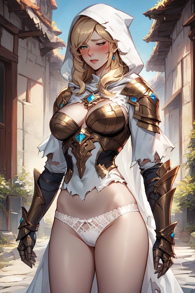 Underpants, Blonde Hair, Armor Gloves AI Porn