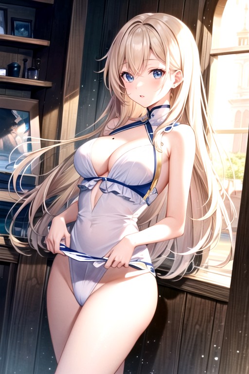 Long Legs, Blue Eyes, Blonde HairAI黄漫