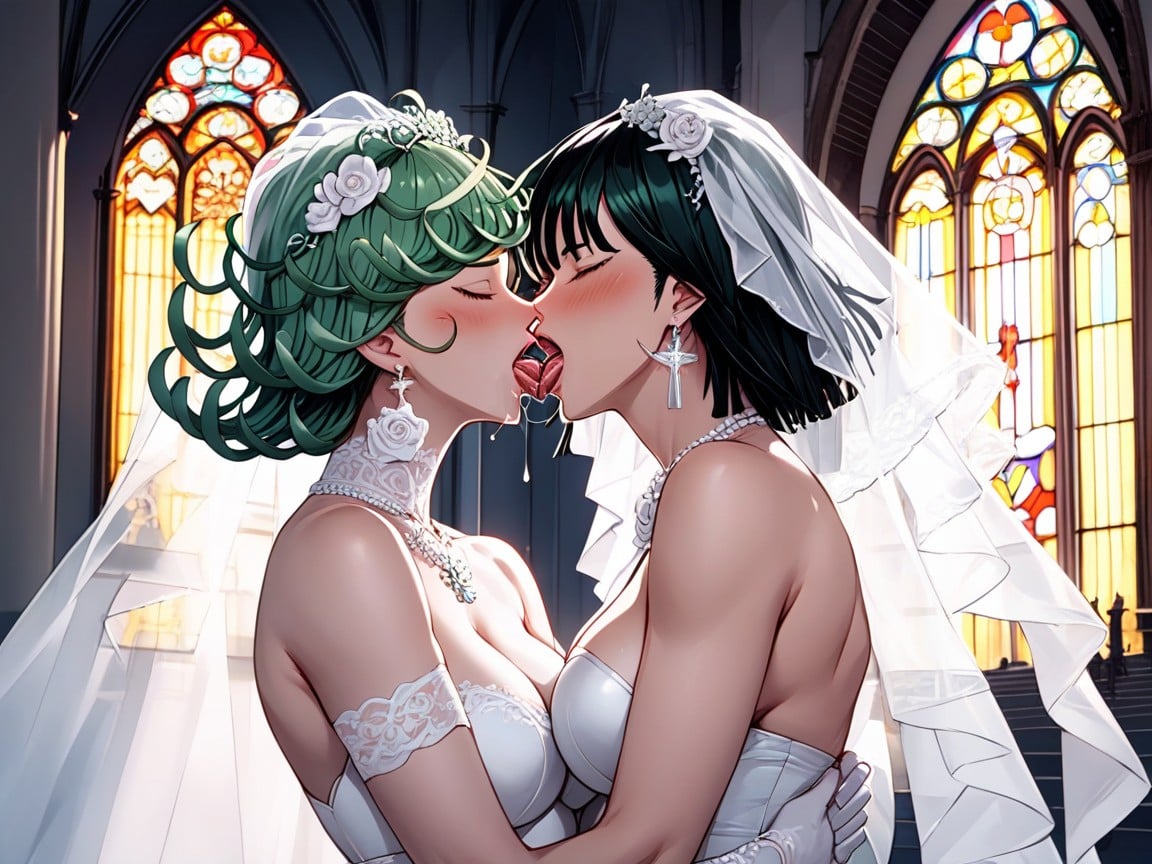 Fubuki In One Punch Man With Wedding Dress, 雙人圖, 婚紗AI黃片