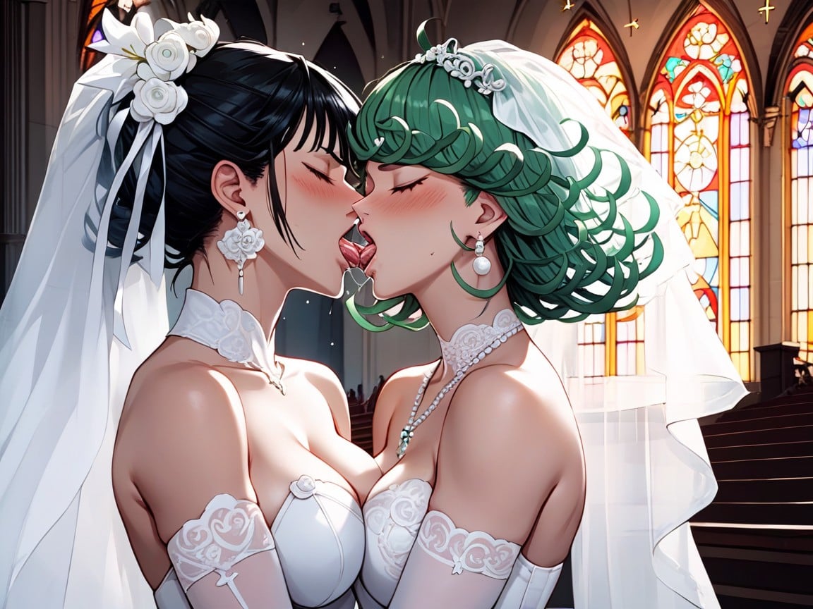 Tatsumaki In Wedding Dress, ウエストショット, Fubuki In One Punch Man With Wedding DressAIポルノ