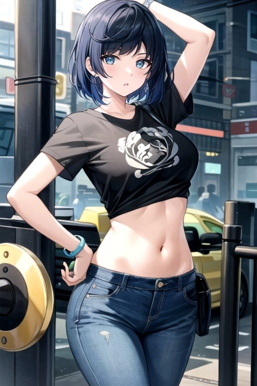 Jeans, Nombril Exposé, Yelan (genshin Impact)Porno IA Hentai