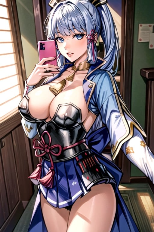 Selfie, Pêlos Pubianos, Kamisato Ayaka (genshin Impact) Hentai IA pornografia