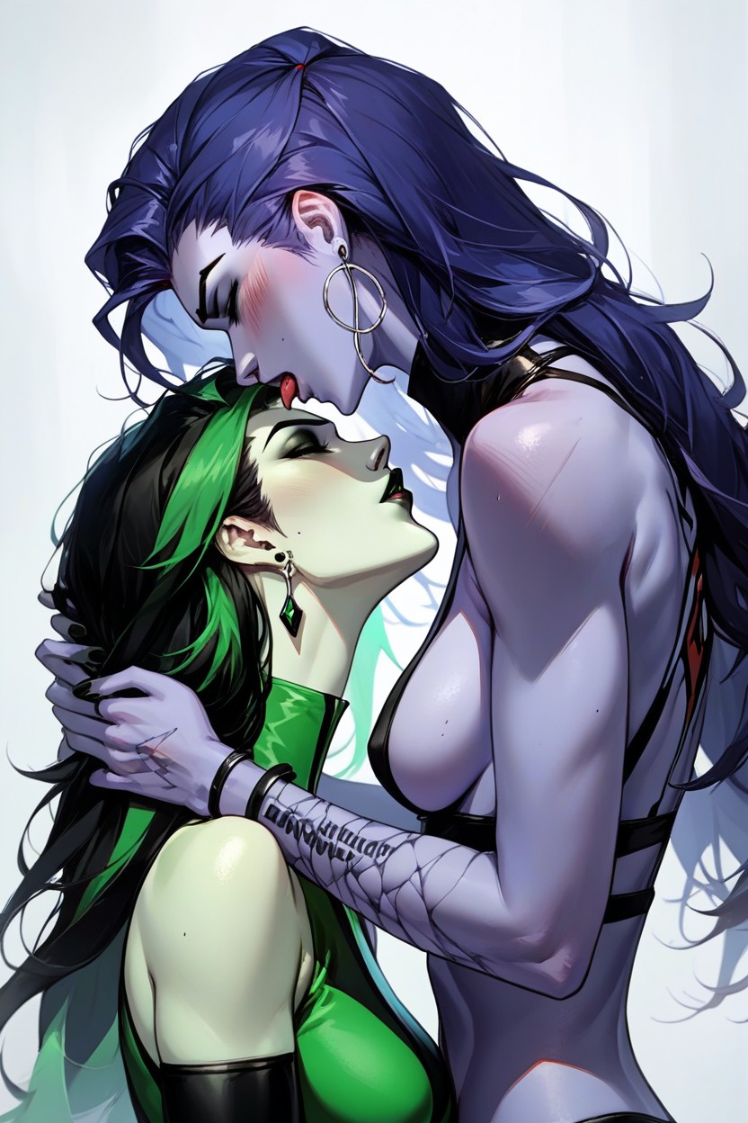 Lesbian Kiss, Shego, And RavenヘンタイAIポルノ