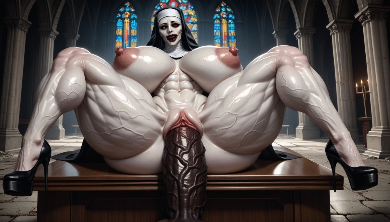 Muscular Body, Church, Hyper Exposed Clit Pornografia de IA