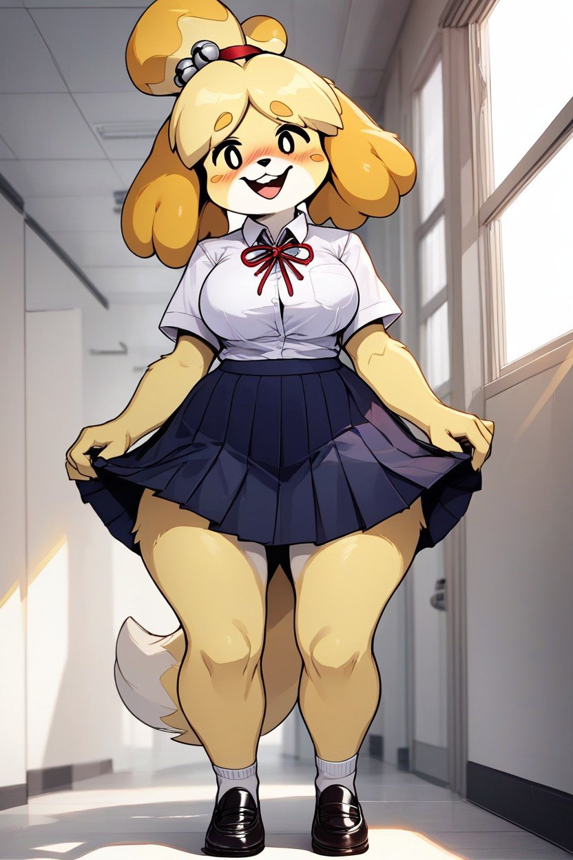 Classroom, Blushing, Small Breast Furry AI Porn