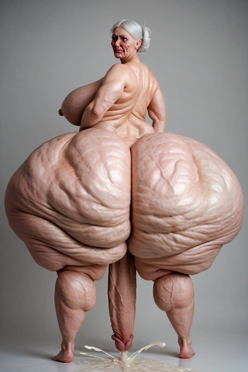 Cellulite Legs, Wrinkled Body, Hyper Obese Rolled Overbeautiful Face Shemale AI Porn