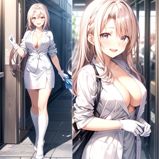 Full Body, White Stocking, Doctor Lab Coat Hentai IA pornografia