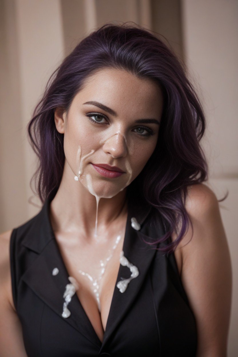 Office Pants, Purple Hair, Blouse Shemale AI Porn