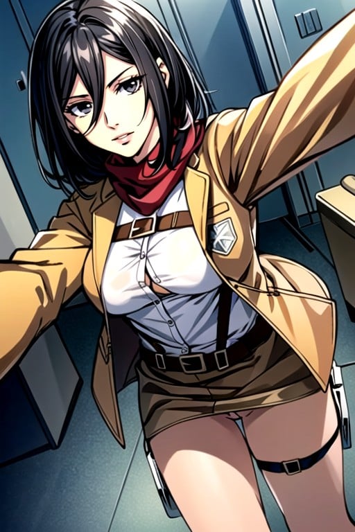 Mikasa Ackerman (attack On Titan), Selfie, Sous-seinPorno IA