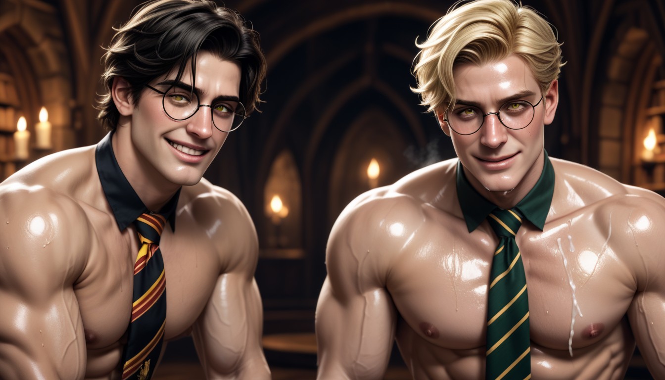 Oiled Skins, Midnight, Harry Potter AI Gay Porn