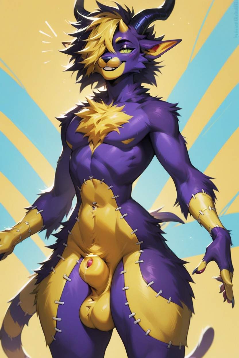 Cat, Touching Face, Stitches On Body Furry AI Porn