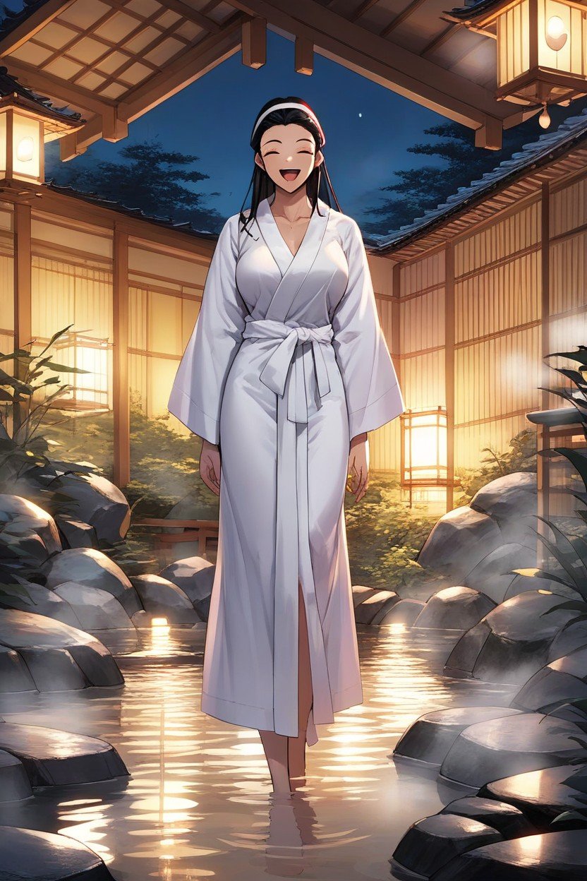 Bathrobe, Full Body, Happy AI Porn