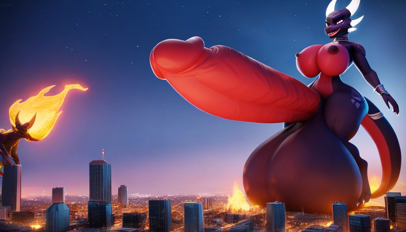 Glowing Red Eyes, Night Sky, Night Furry IA