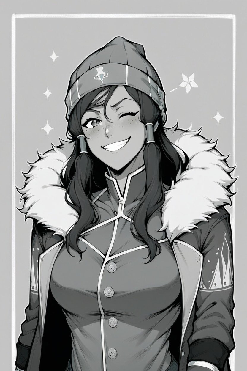 Wink, Laughing, Korra From The Legend Of Korra Snowboarding In The Mountains AI Porn