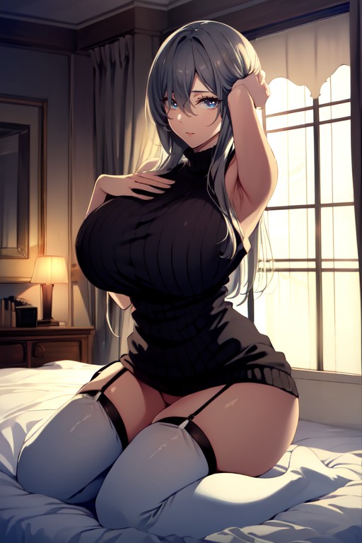 Full Body, Extra Long Thigh High Sock, Big BreastAIポルノ