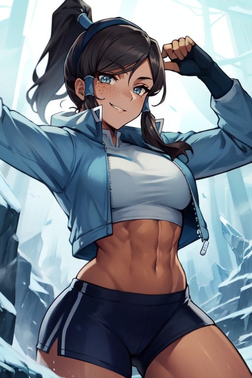 Aquamarine Eyes, Streching Her Arms, 粗線藝術風格AI黃片