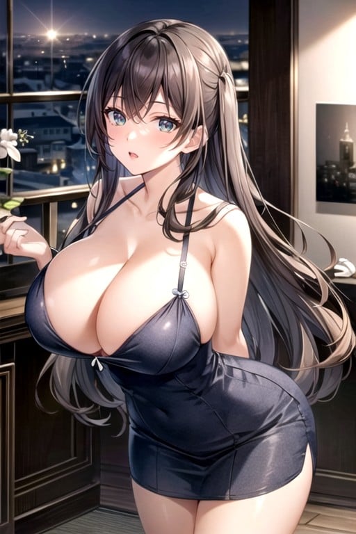 Brown Hair, Wavy Hair, Massive BreastニューハーフAIポルノ