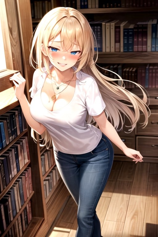 Blue Eyes, Necklace, Medium Breast AI Porn